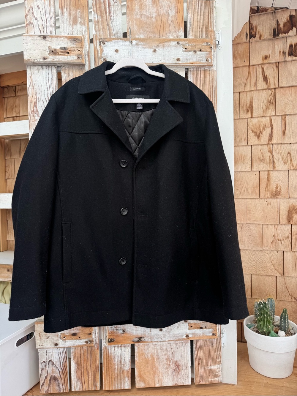 Claiborne Classic Black Single-Breasted Wool Coat